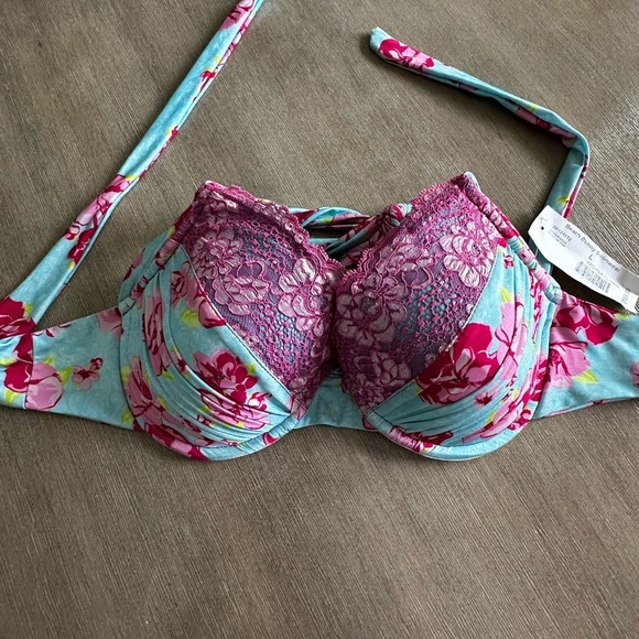 Beach Bunny y2k Kate upton dreamsicle pushup cup Pink and Blue Bikini large nwt - Picture 3 of 6